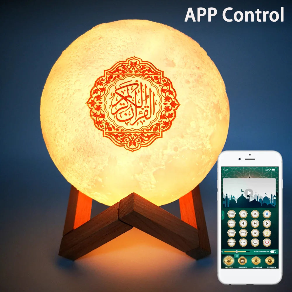 Bluetooth Speakers Wireless Muslim Night Light Quran speakers 3D Moon With APP Control Quran Speaekr Koran Touch Lamp