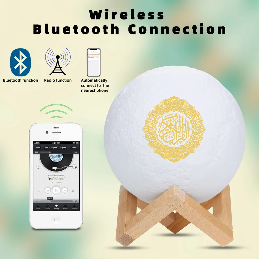 Bluetooth Speakers Wireless Muslim Night Light Quran speakers 3D Moon With APP Control Quran Speaekr Koran Touch Lamp