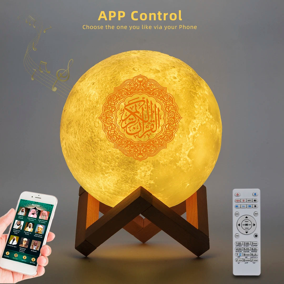 Bluetooth Speakers Wireless Muslim Night Light Quran speakers 3D Moon With APP Control Quran Speaekr Koran Touch Lamp