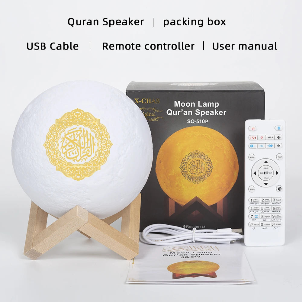 Bluetooth Speakers Wireless Muslim Night Light Quran speakers 3D Moon With APP Control Quran Speaekr Koran Touch Lamp