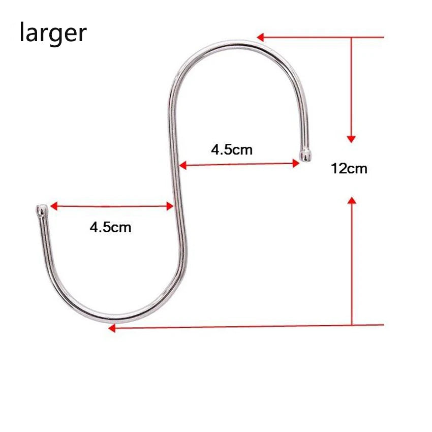 1pc Stainless Steel Practical Hooks S Shape Kitchen Railing S Hanger Hook Clasp Holder Hooks For Hanging Clothes Handbag Hook
