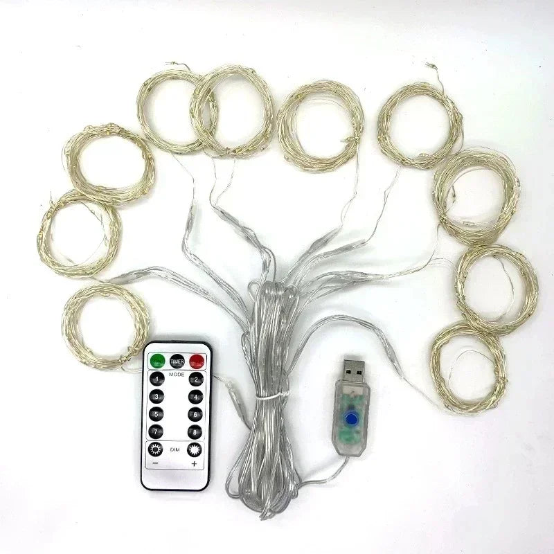 3/4/6m Curtain 100/600LEDString Lights Garland USB Festoon Remote Control Fairy Garland Lights Christmas Decoration Bedroom Home