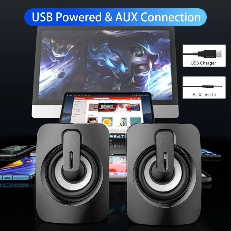 Computer Speaker Stereo Sound With Microphone 3.5mm AUX Home Office PC Speaker for Macbook Desktop Notebook Computer Loudspeaker